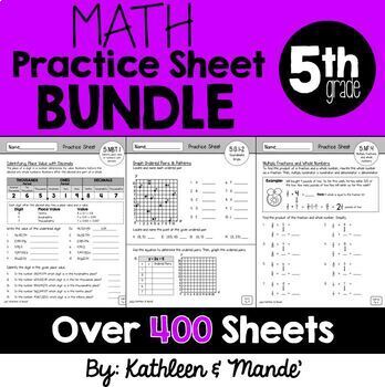 Preview of 5th Grade Math Practice Sheet BUNDLE: All 5th Grade Standards **GROWING BUNDLE**