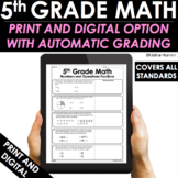 5th Grade Math Practice and Review - Automatic Grading - T
