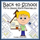 5th Grade Math Printables - Back to School No Prep Time Sa