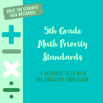 5th Grade Math Common Core Priority Standards by Teach Create and ...