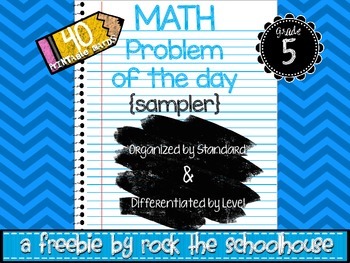 Preview of SAMPLE Math Task Cards - Problem of the Day ( 5th grade word problems )