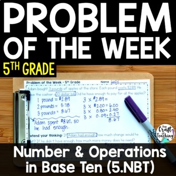 Preview of 5th Grade Math | Problem Solving | Problem of the Week | Number and Operations