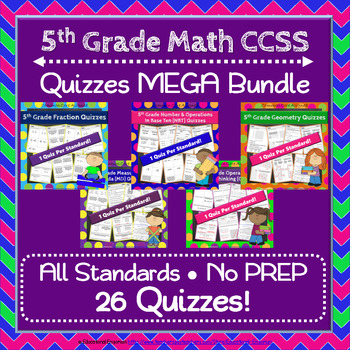 Preview of 5th Grade Math Quizzes ⭐ Assessments MEGA Bundle for Entire Year