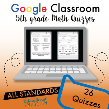 Preview of 5th Grade Math Quizzes ⭐ Digital, Virtual, Google, Distance Learning Assessments