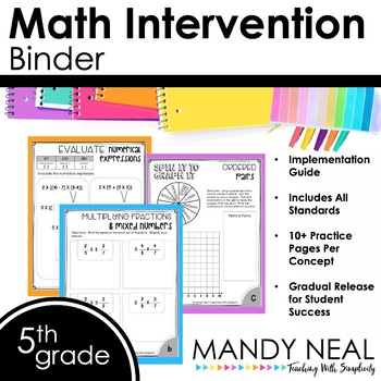 Preview of 5th Grade Math RTI Intervention Binder
