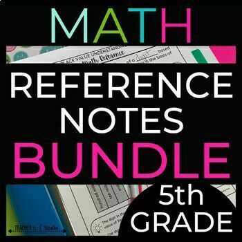 Preview of 5th Grade Math Reference Note Printable Lessons FULL YEAR Guided Math Notes