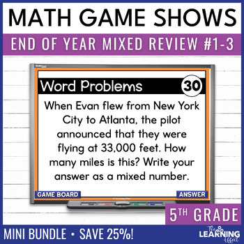 Preview of 5th Grade Math Spiral Review #1-3 Game Shows | End of Year Test Prep Activities