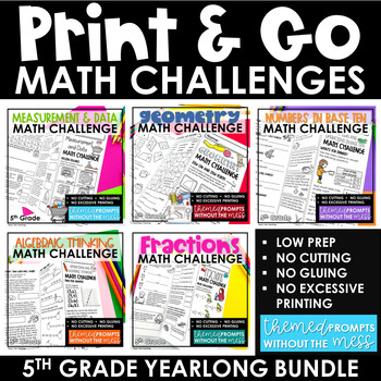 Preview of 5th Grade Math Review | Math Centers | Math Test Prep Printables BUNDLE
