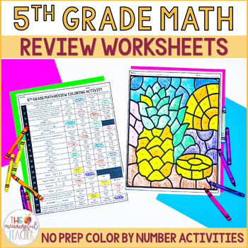 Preview of 5th Grade Math Review Color by Number Activities