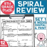 5th Grade Math Spiral Review Daily Math Review Morning Wor