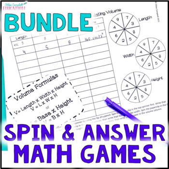 Preview of 5th Grade Math Review - Differentiated Math Games - Bundle - Spin and Answer