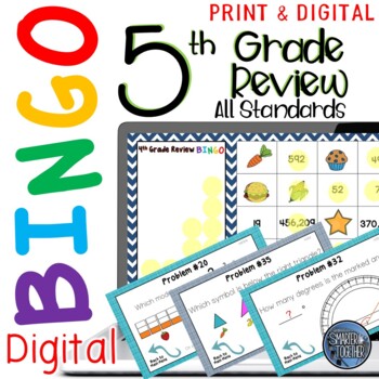 Preview of 5th Grade Math Review Digital Bingo Game All Standards