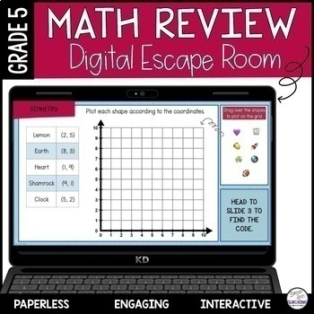 Preview of 5th Grade Math Review | Digital Escape Room | Test Prep