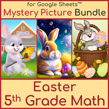 Preview of 5th Grade Math Review | Easter Bunny Mystery Picture Bundle