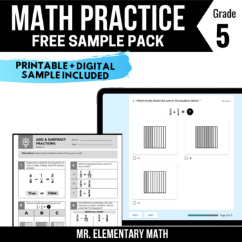 Preview of 5th Grade Math Review Free Pack - Printable and Digital Math Assessments