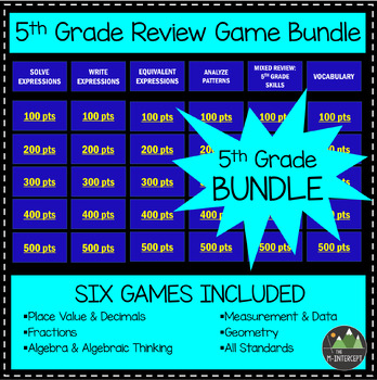 Preview of 5th Grade Math Review Game Bundle - Game Show Review Games