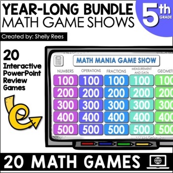 Preview of 5th Grade Math Review Game Show Bundle | Math Activities