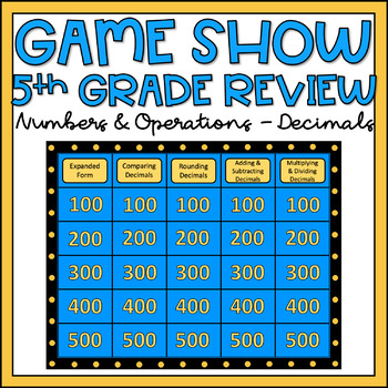 Preview of 5th Grade Math Review Game Show EDITABLE NBT Decimals