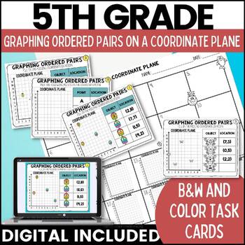 Preview of 5th Grade Math Review Graphing Ordered Pairs on Coordinate Plane Print & Digital