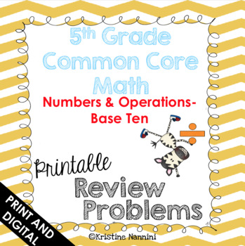 Preview of 5th Grade Math Review Homework Problems Numbers and Operations - Google Slides