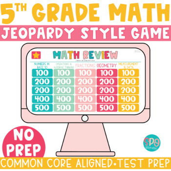 Preview of 5th Grade Math Review Jeopardy Style Game - NO PREP Fifth Grade Math Test Prep