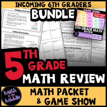 Preview of 5th Grade Math Review - Math Packet & Digital Game Bundle End of Year Test Prep