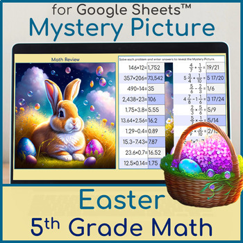 Preview of 5th Grade Math Review | Mystery Picture Easter Bunny Dream