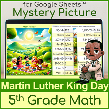 Preview of 5th Grade Math Review | Mystery Picture | Martin Luther King Jr. Day