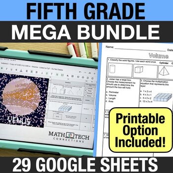 Preview of 5th Grade Math Review PIXEL ART Digital Test Prep Google Classroom Math bundle