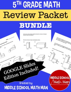 Preview of 5th Grade Math Review Packet Bundle | Worksheets
