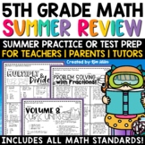 5th Grade Math Review Packet Summer Math Test Prep Homewor