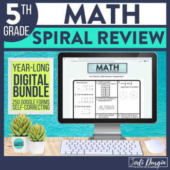 Preview of 5th Grade Math Review Spiral Homework Self-Correcting Full Year Test Prep