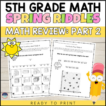 5th Grade Math Review Spring Riddles Part 2 Math Practice | TPT