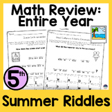 5th Grade Math Review Summer Riddles Entire Year: End of Y