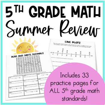 Preview of 5th Grade Math Review - Summer School Math Worksheets
