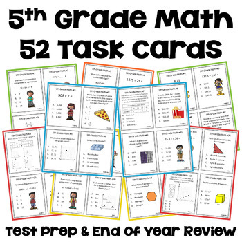 Preview of End of Year Review - 5th Grade Math Task Cards