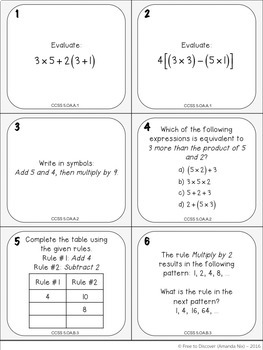 5th Grade Math Review Task Cards by Free to Discover | TpT