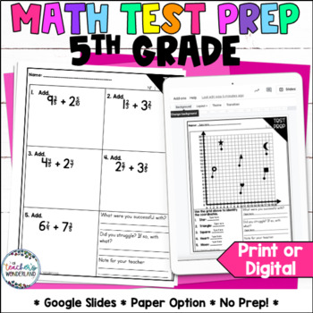 Preview of 5th Grade Math Review - Test Prep - Interventions In Math - Math RTI Activities