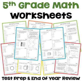 Preview of End of Year Review - 5th Grade Math Worksheets