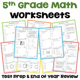 5th Grade Math Review and Test Prep Worksheets | Digital a