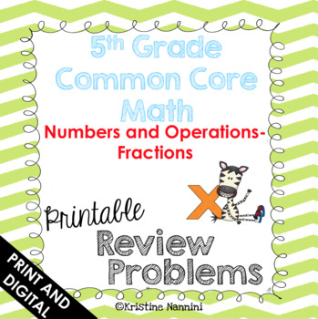 Preview of 5th Grade Math Review or Homework Problems Fractions - Google Slides