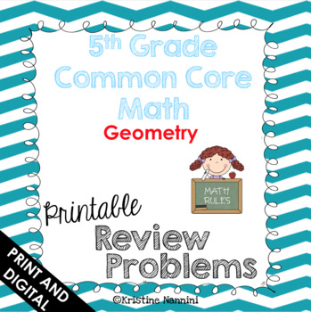Preview of 5th Grade Math Review or Homework Problems Geometry