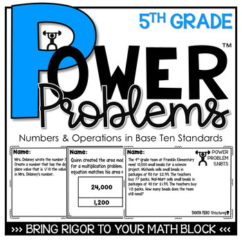 Preview of 5th Grade Word Problems Math Spiral Review Place Value Print and Digital