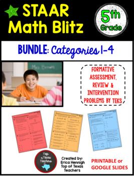 Preview of 5th Grade Math STAAR Blitz BUNDLE of Categories 1-4 TEKS Based