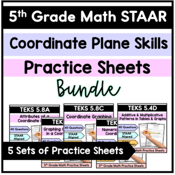 Preview of 5th Grade Math STAAR - Coordinate Plane Skills Practice Sheets - Bundle