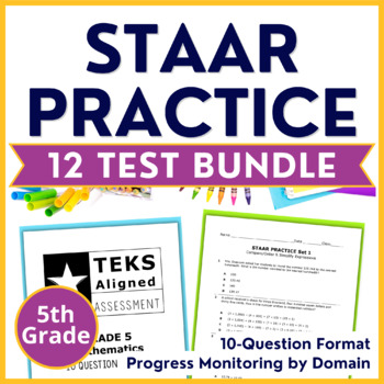 Preview of 5th Grade Math STAAR Practice Bundle - Progress Monitoring by Domain