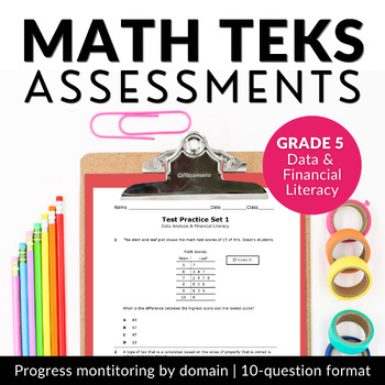 Preview of 5th Grade Math STAAR Practice Data & Financial Literacy - TEKS Assessments