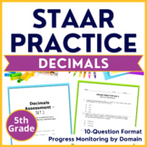 5th Grade Math STAAR Practice Decimals - Progress Monitoring by Domain