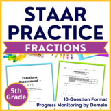 5th Grade Math STAAR Practice Fractions - Progress Monitoring by Domain