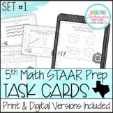 5th Grade Math STAAR Review & Prep - Task Cards - PDF & Digital